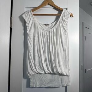 Bordeaux White Gathered Women's Blouse